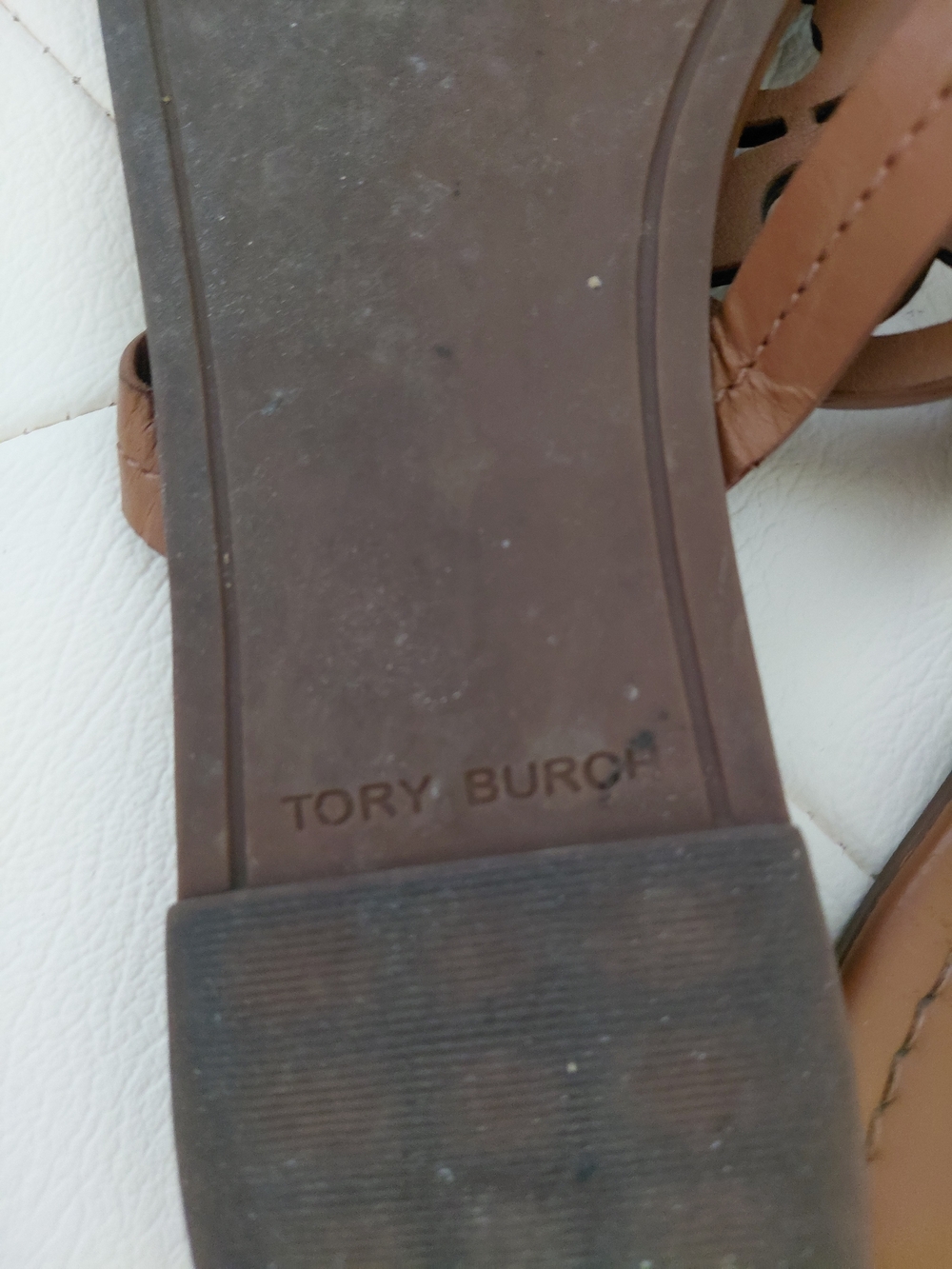 Tory Burch Miller Logo Tan Leather Sandals - Picture 4 of 4